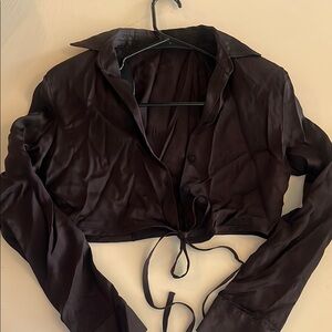 Zara Black Button Down Crop Top